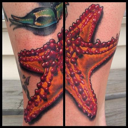 Jon von Glahn - starfish underwater sea color leg tattoo female 